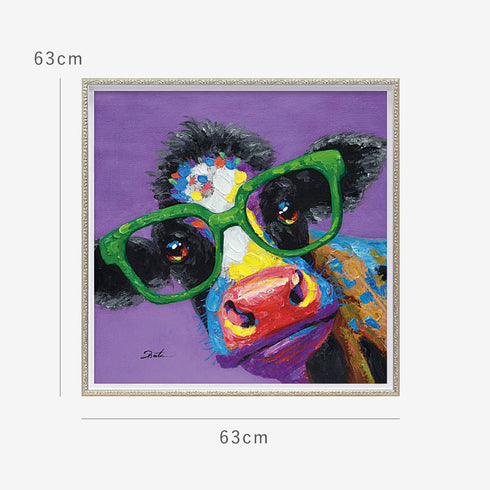 オイルペイントアート カウグラス 63×63cm.|s6